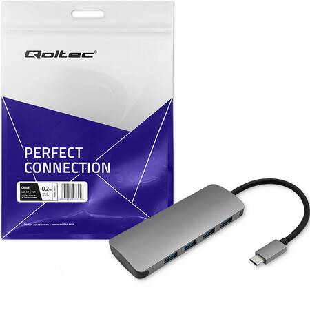 Qoltec Hub Adapter USB-C 3.1 | 4x USB 3.0