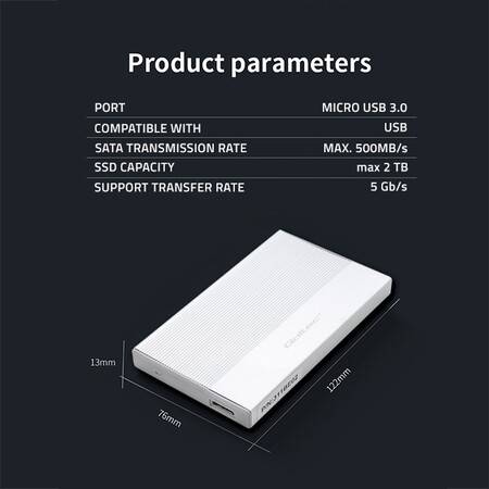 Qoltec Obudowa na dysk 2,5" SSD HDD USB 3.0 Silver