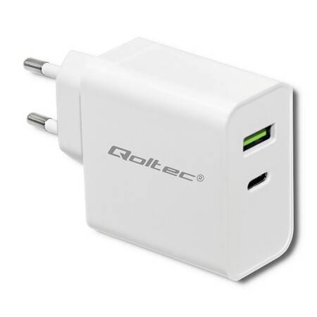 Qoltec Ładowarka sieciowa 45W 5-20V 1,5-3A USB + C