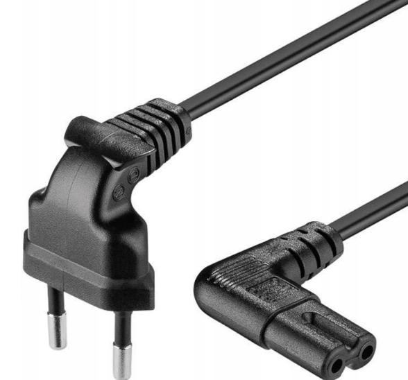 Kabel zasilający dwupinowy 2x0.75 C7 kątowy | 1.5m