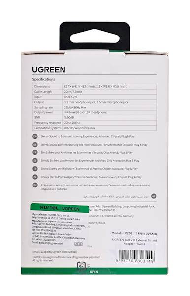 Ugreen zewnętrzna karta dźwiękowa USB 3,5mm