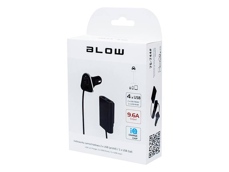 Ładowarka samochodowa 4x USB 9,6A (4x2,4A)