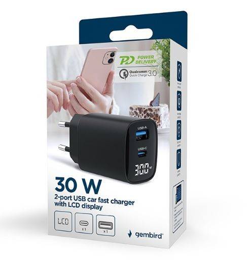 Ładowarka sieciowa Gembird USB A + C 30W QC 3.0