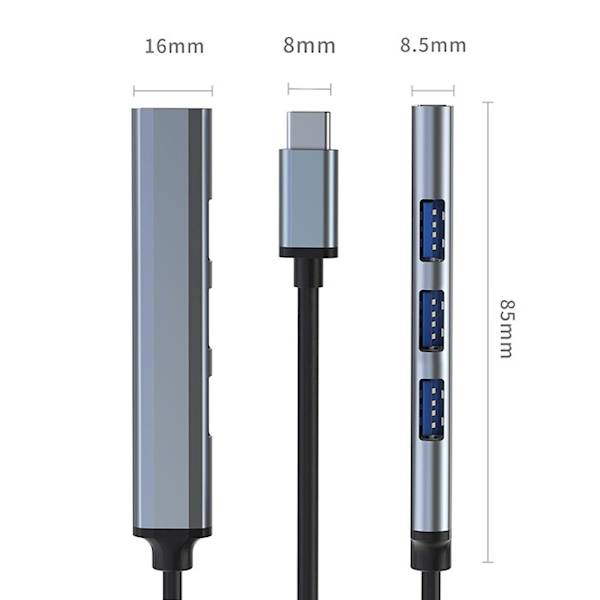 Qoltec HUB 4 w1 USB C | USB 3.0 | 3xUSB 2.0