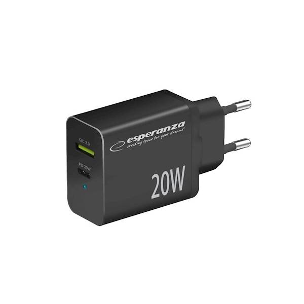 Esperanza Ładowarka USB-C PD 20W USB-A 18W EZC105K