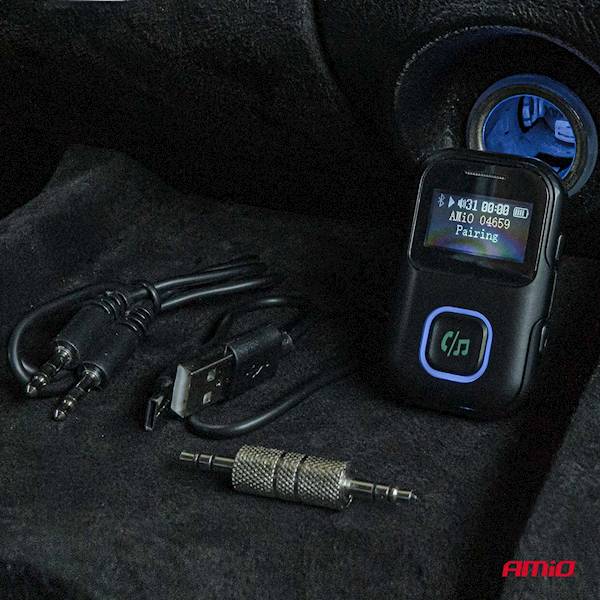 Odbiornik bluetooth na minijack LCD AMIO-04659