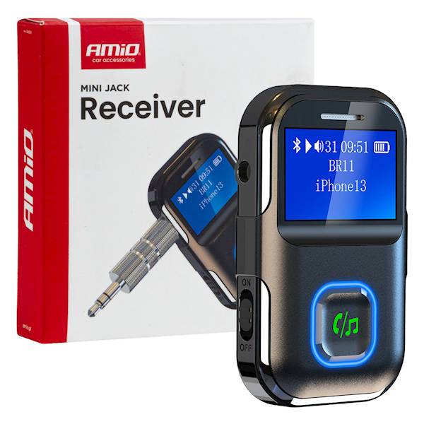 Odbiornik bluetooth na minijack LCD AMIO-04659