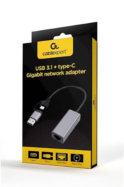 Gembird Karta sieciowa USB 3.1 USB-A/USB-C Gigabit