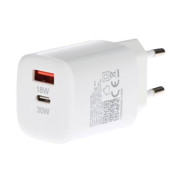 Ładowarka sieciowa USB-C 30W PD + USB QC 3.0