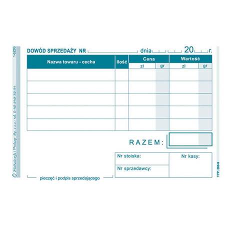 druk PARAGON DOWÓD SPRZEDAŻY      260-9