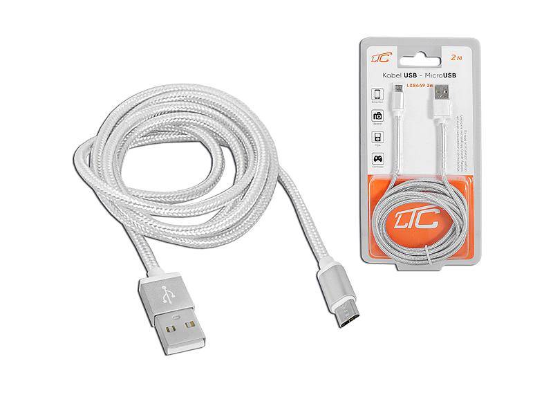kabel USB / micro USB  M/M 2m  złoty / srebrny