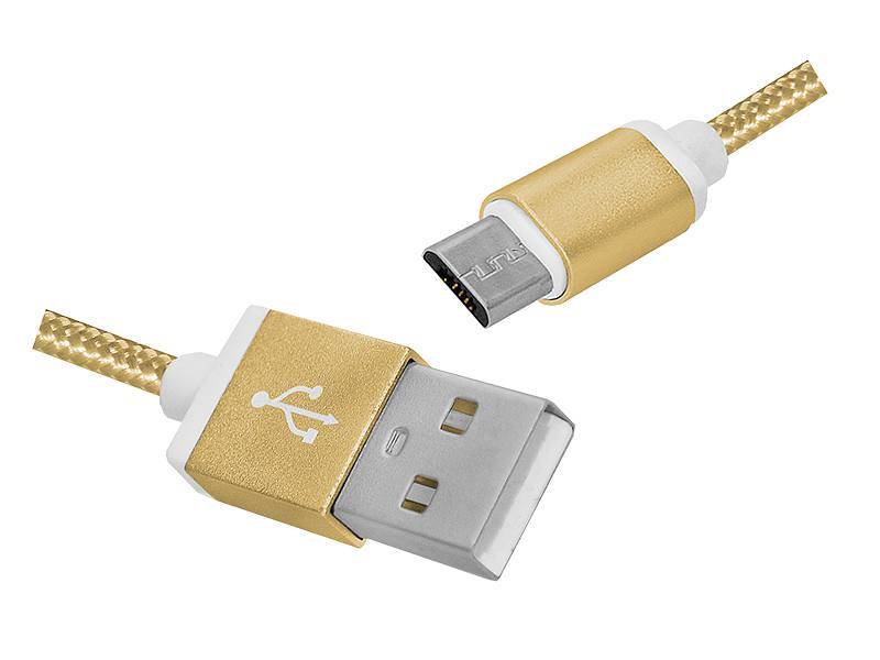 kabel USB / micro USB  M/M 1.0m złoty / srebrny