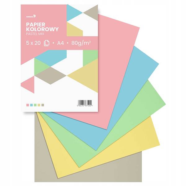 papier ksero kolor A4 MIX ryza 100 ark. pastelowe