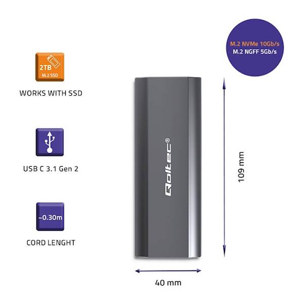 obudowa na dysk M.2 Quoltec USB 3.1 typ-C