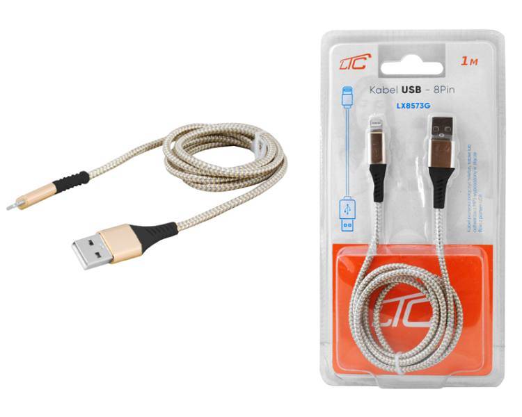 kabel USB iPhone 1m Lightning złoty