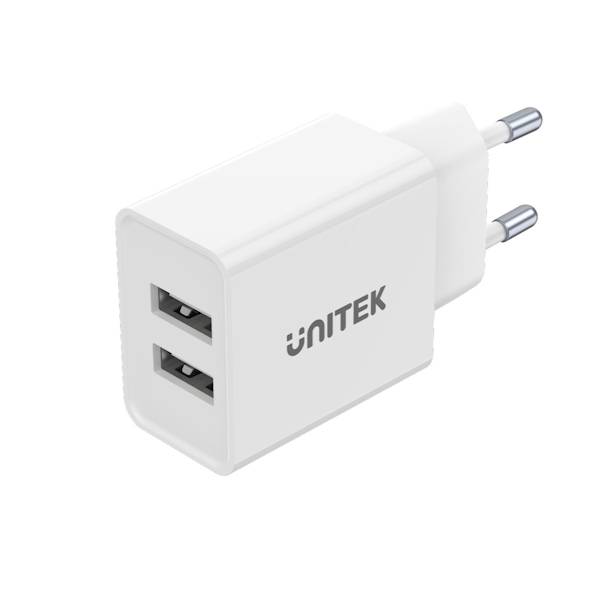 Ładowarka UNITEK 2 x USB-A 12W 2.4A biała