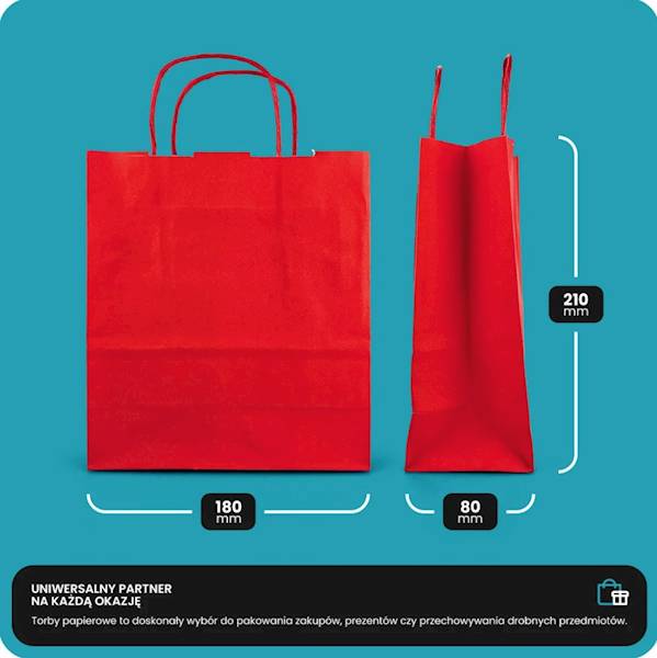 Torba Kraft mix kolorów 180x80x210 mm