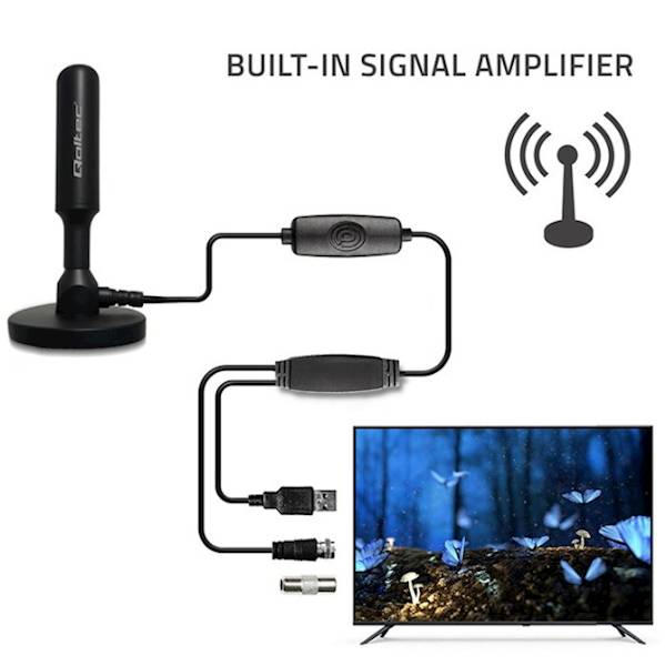TV antena wewnętrzna DVB-T ze wzmacniaczem 28dBi