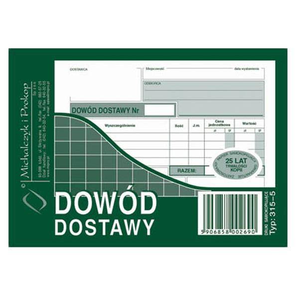 druk DOWÓD DOSTAWY A-5            315-3