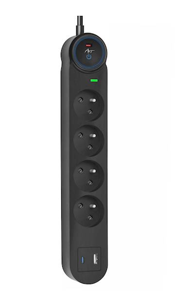 listwa zasilająca ART, przeciwp. 4gn, 3m, USB-A+C