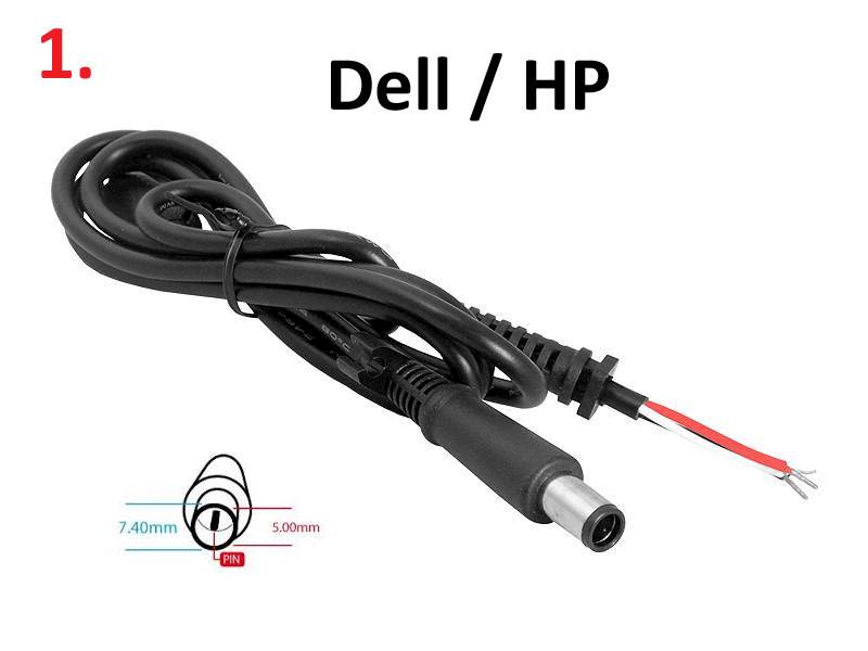 kabel zasilający do laptopa DC 7.4x5.0+pin DELL/HP