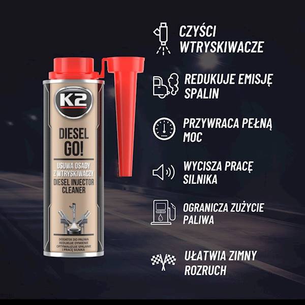 K2 DIESEL GO! DODATEK DO PALIWA, CZYSZCZENIA WTRYSKIWACZY, 250 ML T321