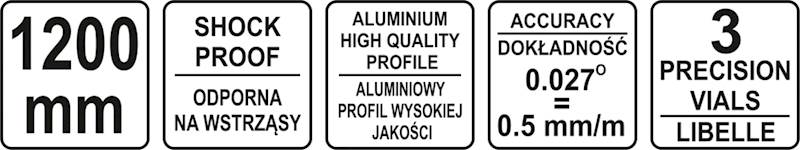 POZIOMNICA 1200 MM 3 LIBELLE YT-30074 YATO