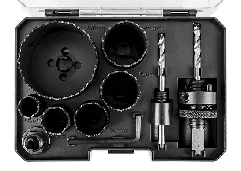 OTWORNICE BI-METALOWE DO METALU I DREWNA Co8% (19, 25, 30, 35, 40, 68 MM), ZESTAW 9 EL. 57H921