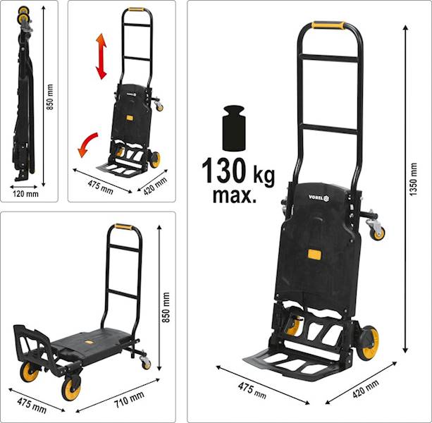 WÓZEK MAGAZYNOWY TRANSPORTOWY SKŁADANY 2w1 130kg 78663 VOREL