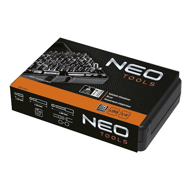 BITY, KOŃCÓWKI WKRĘTAKOWE, ŚRUBOKRĘTOWE  Z UCHWYTEM ZESTAW 99 SZT NEO 06-104