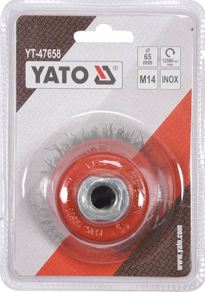 SZCZOTKA DOCZOŁOWA 65MM M14 INOX DRUT NIERDZEWNY NA SZLIFIERKĘ KĄTOWĄ YT-47658 YATO