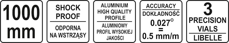 POZIOMNICA 1000 MM 3 LIBELLE YT-30073 YATO