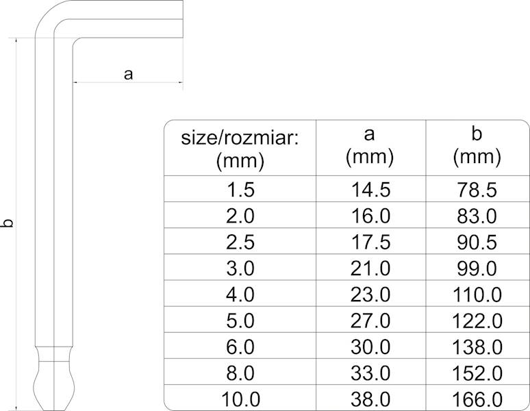 KLUCZE IMBUSOWE TRZPIENIOWE Z KULKĄ DŁUGIE 1,5-10 MM 9szt. YT-05632 YATO