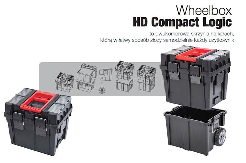 WÓZEK, SKRZYNKA NARZĘDZIOWA MODUŁOWA NA KÓŁKACH 2-CZĘŚCIOWA WHEELBOX HD COMPACT LOGIC PATROL GROUP