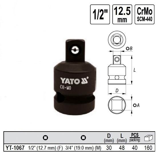 REDUKCJA UDAROWA 1/2" F X 3/4" M YT-1067 YATO