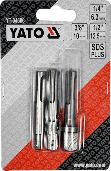 ZESTAW ADAPTERÓW SDS-PLUS DO NASADEK 1/4" 3/8" 1/2" 3 SZTUKI YT-04686 YATO