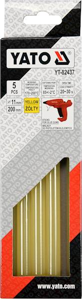 KLEJ DO PISTOLETU NA GORĄCO 5szt. 11x200mm ŻÓŁTY  YT-82437 YATO