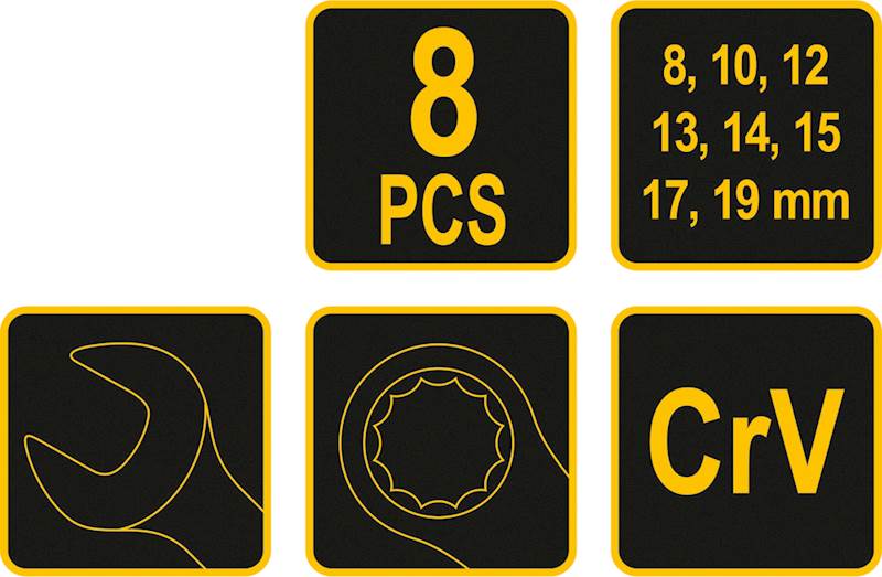 KLUCZE PŁASKO OCZKOWE CRV 8-19MM ZESTAW 8 SZT 51705 VOREL