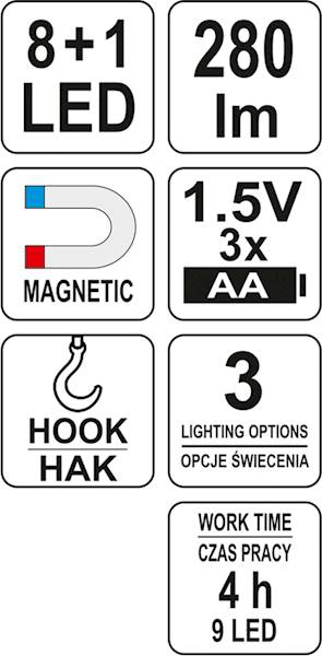 LATARKA WARSZTATOWA 2IN1 LED MAGNETYCZNA YT-08513 YATO.