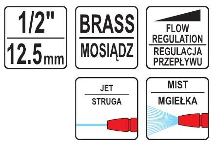 ZRASZACZ PISTOLETOWY METALOWY REGULOWANY YT-8967 YATO
