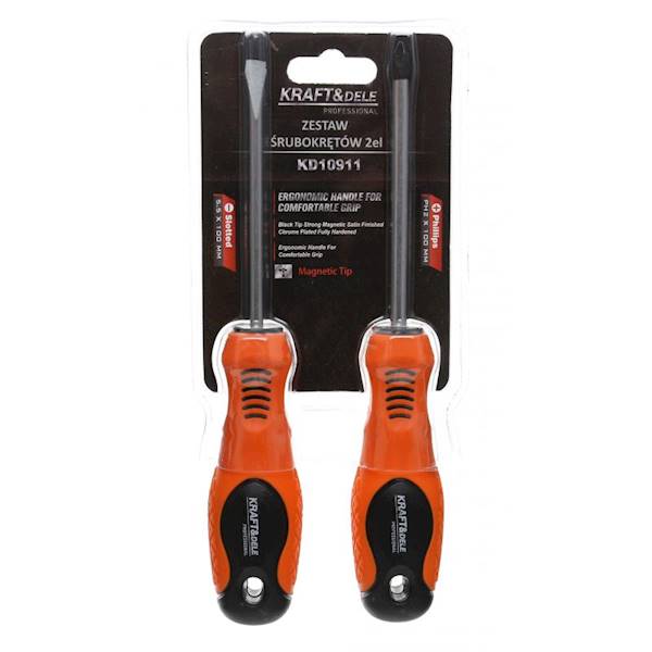 ZESTAW 2 SZT. ŚRUBOKRĘTÓW PŁASKI I KRZYŻOWY KD10911 KRAFT&DELE