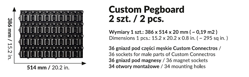 PŁYTA, ŚCIANKA, TABLICA NARZĘDZIOWA, WARSZTATOWA QBRICK SYSTEM CUSTOM PEGBOARD 2szt.