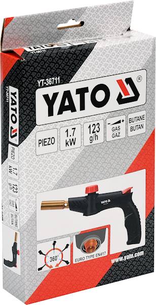 PALNIK GAZOWY 1.7KW NA KARTUSZE, GAZ Z GWINTEM DO LUTOWANIA YT-36711 YATO