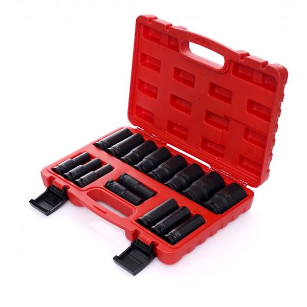 NASADKI UDAROWE KLUCZE NASADOWE DŁUGIE 1/2" ZESTAW 10-32mm 16szt. KD10531 KRAFT&DELE