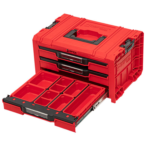 SKRZYNKA NARZĘDZIOWA Z 3 SZUFLADAMI QBRICK SYSTEM PRO DRAWER 3 TOOLBOX EXPERT RED ULTRA HD SKRQPROD3ECZEPG001