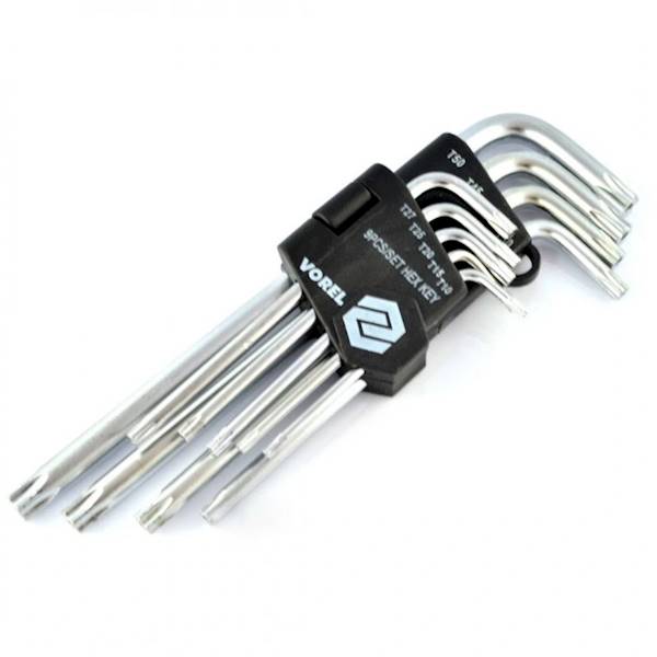 KLUCZE INBUSOWE TORX SECURITY T10-T50 CR-V 9szt. 56478 VOREL