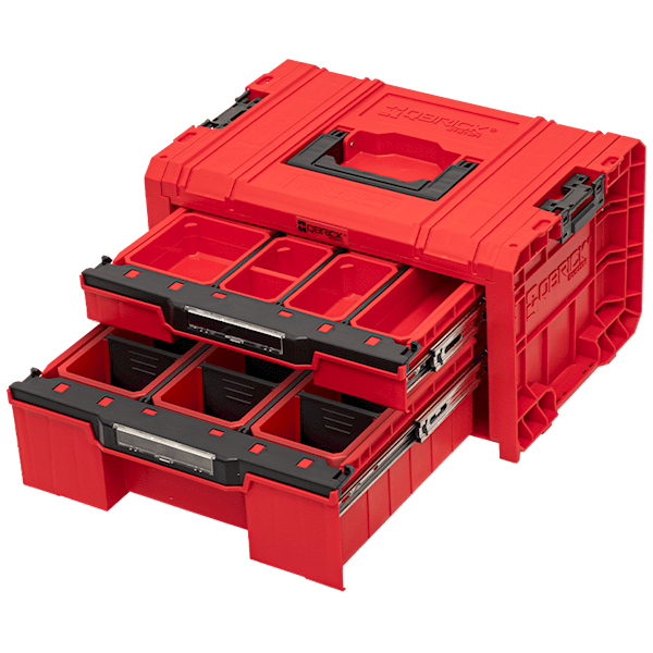 SKRZYNKA NARZĘDZIOWA Z 2 SZUFLADAMI QBRICK SYSTEM PRO DRAWER 2 TOOLBOX EXPERT RED ULTRA HD