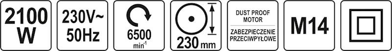 SZLIFIERKA KĄTOWA 2100W 230MM YT-82103 YATO