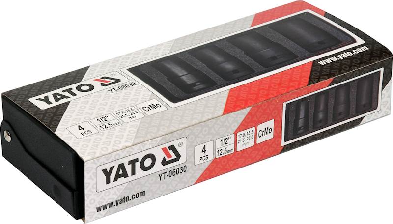 ZESTAW NASADEK DO WYKRĘCANIA ŚRUB ZABEZPIECZAJĄCYCH 4 SZT. 1/2" YT-06030 YATO