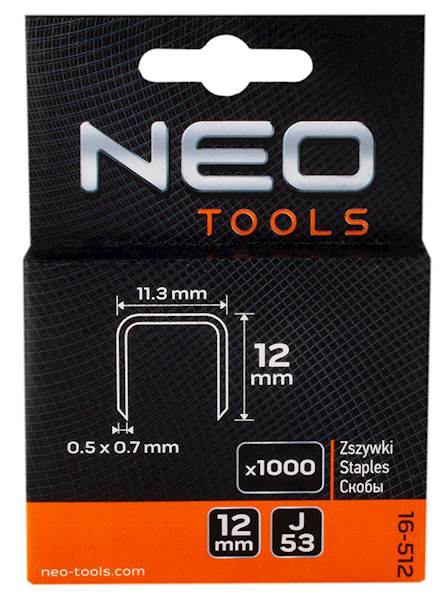 ZSZYWKI TAPICERSKIE TYP J/53, 12 MM, 1000 SZT. 16-512 NEO